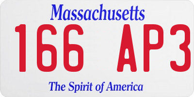 MA license plate 166AP3