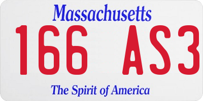 MA license plate 166AS3