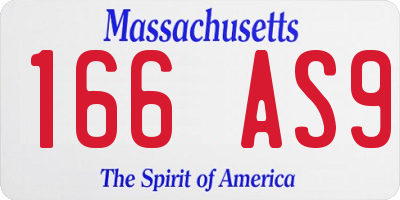 MA license plate 166AS9