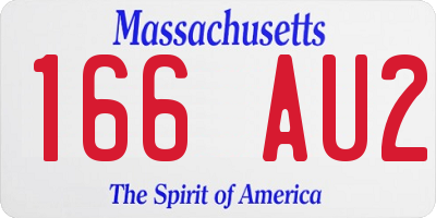 MA license plate 166AU2