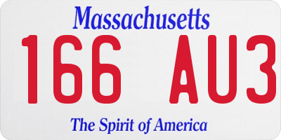 MA license plate 166AU3