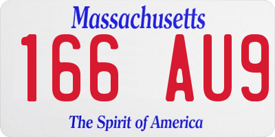 MA license plate 166AU9
