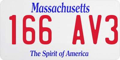 MA license plate 166AV3