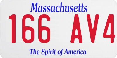 MA license plate 166AV4