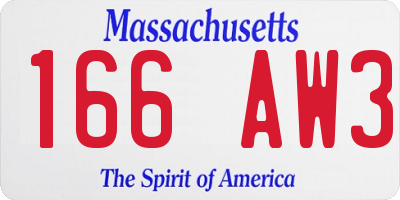 MA license plate 166AW3