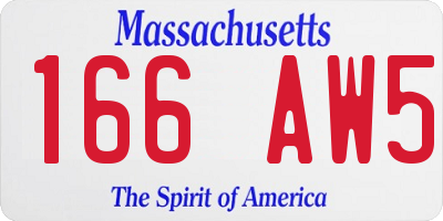 MA license plate 166AW5