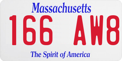 MA license plate 166AW8
