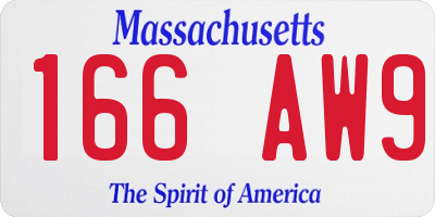 MA license plate 166AW9
