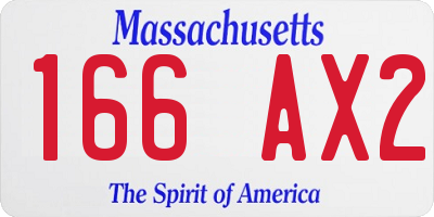 MA license plate 166AX2