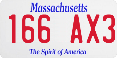 MA license plate 166AX3