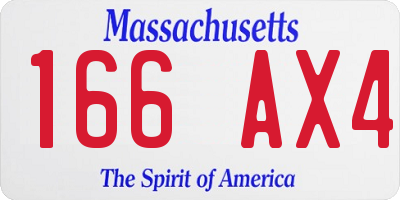 MA license plate 166AX4
