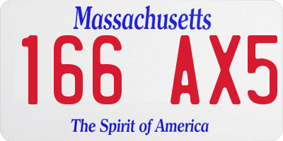 MA license plate 166AX5