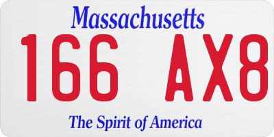 MA license plate 166AX8