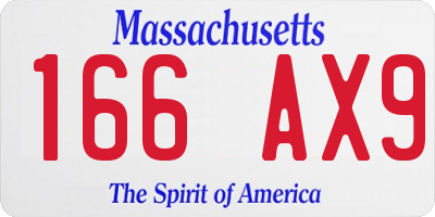MA license plate 166AX9