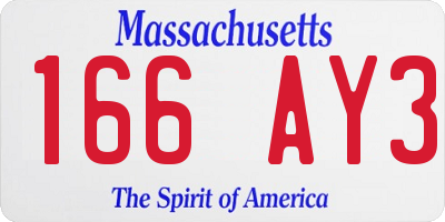 MA license plate 166AY3