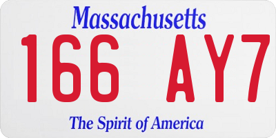 MA license plate 166AY7
