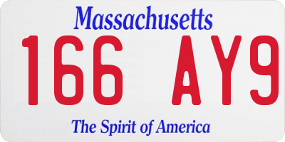MA license plate 166AY9