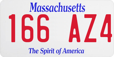 MA license plate 166AZ4
