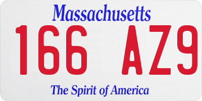 MA license plate 166AZ9