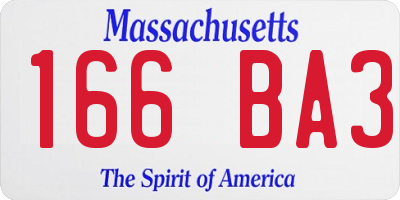 MA license plate 166BA3