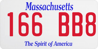 MA license plate 166BB8