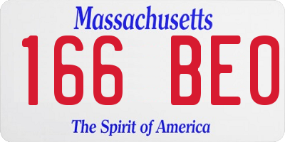 MA license plate 166BE0