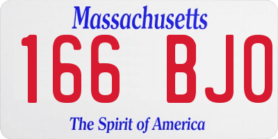 MA license plate 166BJ0