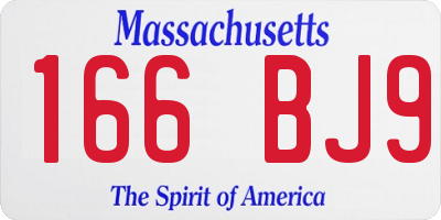 MA license plate 166BJ9