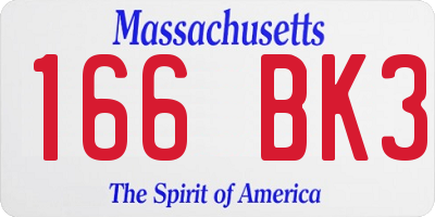MA license plate 166BK3