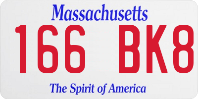MA license plate 166BK8