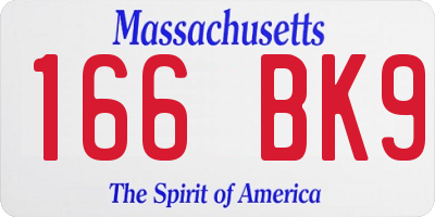 MA license plate 166BK9