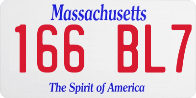 MA license plate 166BL7
