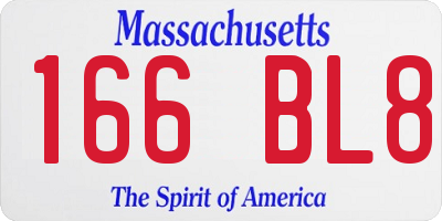 MA license plate 166BL8