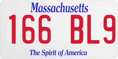 MA license plate 166BL9
