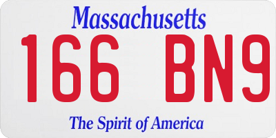 MA license plate 166BN9