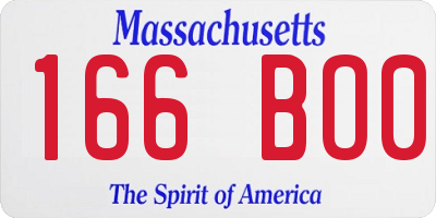 MA license plate 166BO0