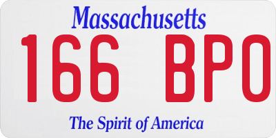 MA license plate 166BP0