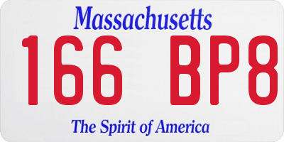 MA license plate 166BP8
