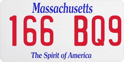 MA license plate 166BQ9