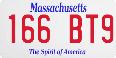 MA license plate 166BT9