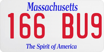 MA license plate 166BU9