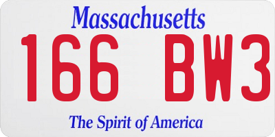 MA license plate 166BW3