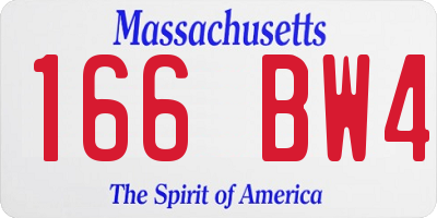 MA license plate 166BW4