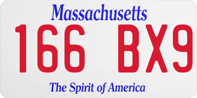 MA license plate 166BX9