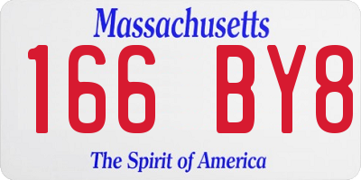 MA license plate 166BY8