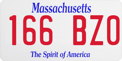 MA license plate 166BZ0