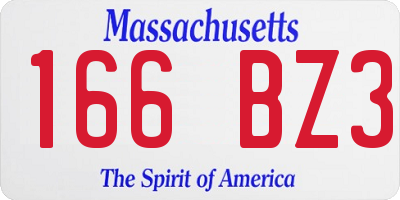 MA license plate 166BZ3