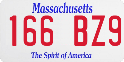 MA license plate 166BZ9