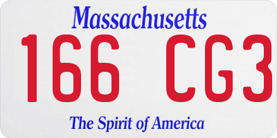 MA license plate 166CG3