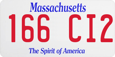 MA license plate 166CI2